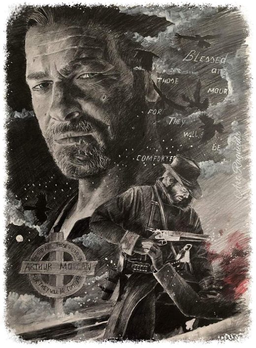 rdr2 , mу art, 297×420 , pencil drawing, 2021 for those who have forgotten that he is far from an angel Юлия Кравец (Ragneidr)
