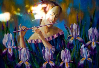 Художник Анатолий Концуб. Фото: Татьяна Удодова Анатолий Концуб и Татьяна Удодова. «Ирисы».