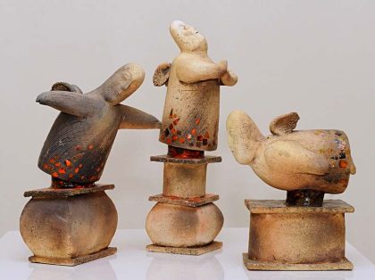 2012 год, шамот, глазурь, выс. 38, 30, 24 см Керамика Анатолия Концуба