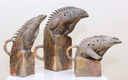 2013 год, шамот, глазурь, выс. 44, 39, 26 см Керамика Анатолия Концуба