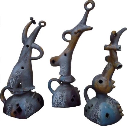 2011 год, шамот, глазури, выс. 56, 50, 41 см Керамика Анатолия Концуба
