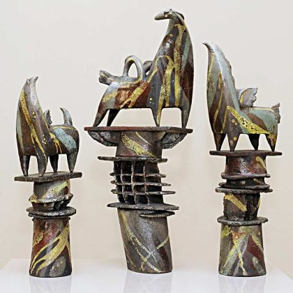 2011 год, шамот, глазурь, выс. 56, 48, 41 см Керамика Анатолия Концуба