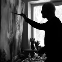 В мастерской художника, Бобруйск, 3 декабря 2022 года. Фото: Татьяна Удодова Анатолий Концуб